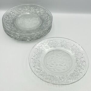 Vintage 1980s Princess House Fantasia Clear Glass Luncheon Plates 8" Set of 6